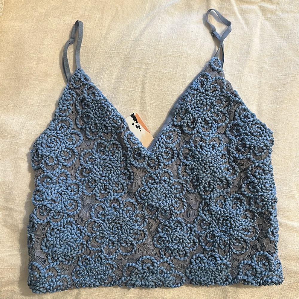 Blue floral tank top